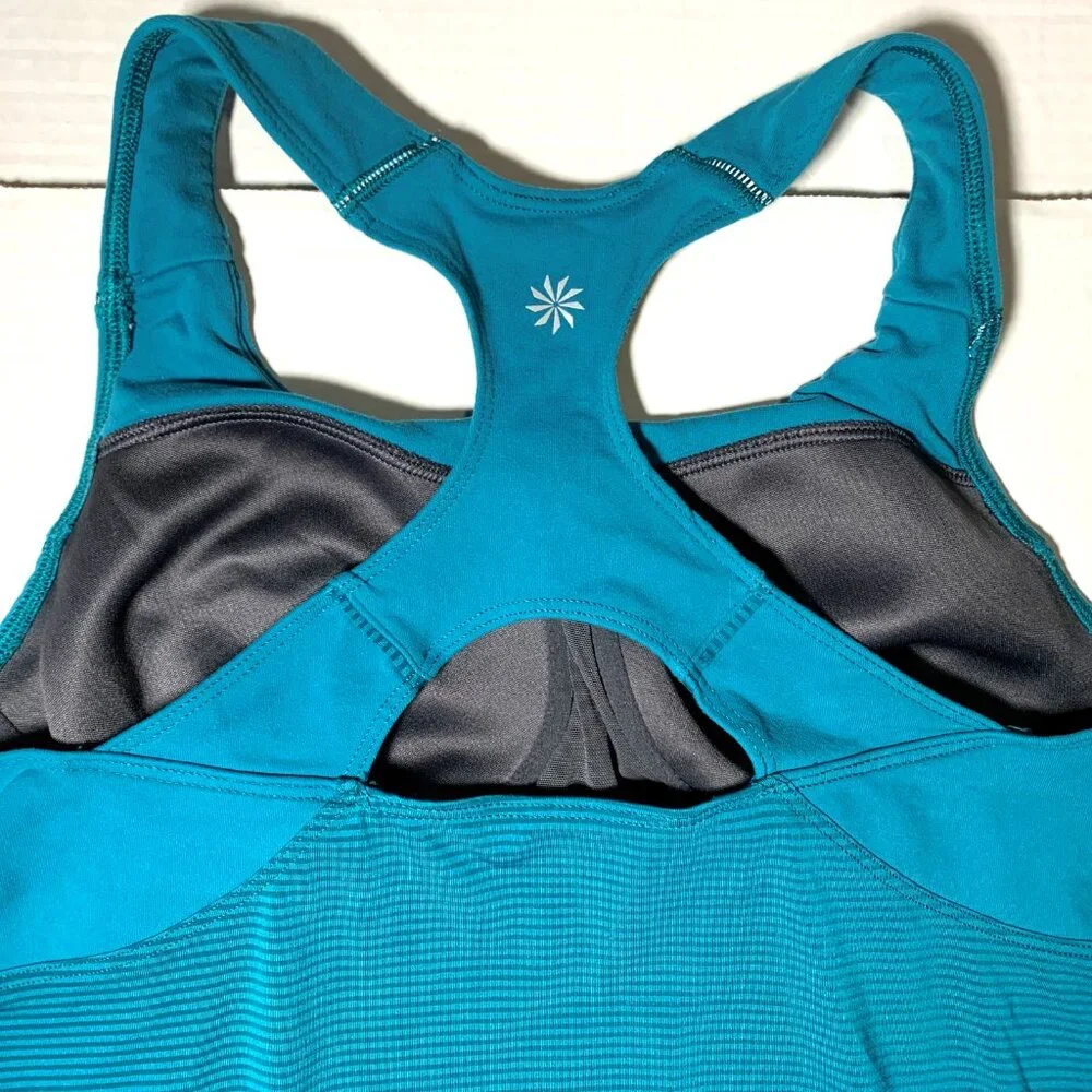 Athleta Skills & Drills Coastal Green Drawstring Built-In Bra Tank Top Women's M - Picture 7 of 9